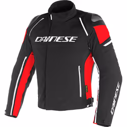 Dainese Racing 3 D-Dry Giacca moto in tessuto, nero-rosso, dimensione 48 per uomo