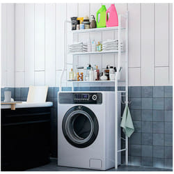 BES - Scaffale Bagno Sopra Lavatrice 152x68x25 3 Ripiani Mobile Bianco Salvaspazio