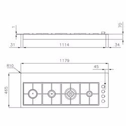 Foster S4000 Line XL Acciaio spazzolato Da incasso 118 cm Gas 4 Fornello(i) - Vista aggiuntiva 4
