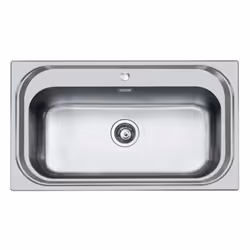 Lavello monovasca S1000 in acciaio inossidabile, dimensioni 86x50 cm. Ideale per cucine moderne, offre ampio spazio con una v ...