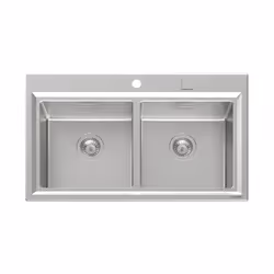 Foster Stripe, Rettangolare, Acciaio inox, Acciaio inox, 2 ciotole, Rettangolare, 365 x 350 mm