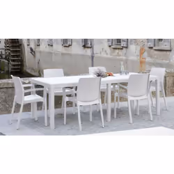 TAVOLO DA ESTERNO - Ripiano rettangolare allungabile da pranzo, Tavolo da giardino estensibile effetto rattan, 100% Made in I ...