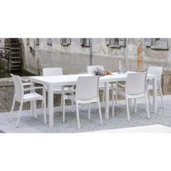 Tavolo da esterno Roma, Ripiano rettangolare allungabile da pranzo, Tavolo da giardino estensibile effetto rattan, 100% Made in Italy, 150/220x90h72