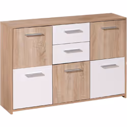 Credenza composta in legno nobilitato laccato, materiale che garantisce resistenza e facilità di pulizia. L'effetto scacchier ...