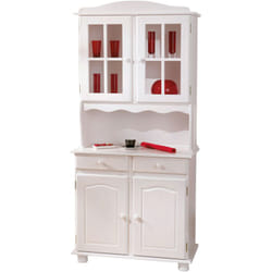 Credenza a due ante e due cassetti, colore bianco, cm 88 x 198 x 32, con imballo rinforzato - Dmora