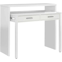 Consolle Billings, Scrivania con piano estensibile, Scrittoio porta pc con 2 cassetti, cm 99x36h88, Bianco, con imballo rinforzato - Dmora
