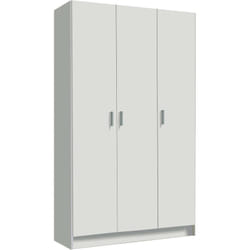Armadio multiuso Beaumont, Mobile ausiliario a 3 ante, Guardaroba portascarpe, Guardaroba portascope, cm 109x37h180, Bianco, con imballo rinforzato