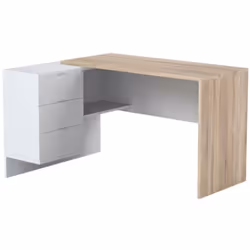 SCRIVANIA GREENSBORO - Scrittoio reversibile da ufficio con cassettiera, Tavolo da studio o ufficio porta PC ad angolo, cm 14 ...