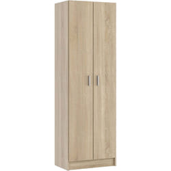 Armadio multiuso Portsmouth, Mobile ausiliario a 2 ante, Guardaroba portascarpe moderno, Scarpiera verticale, cm 59x37h180, Rovere, con imballo