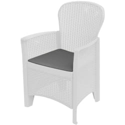 Dmora Sedia da esterno Como, Seduta da giardino, Poltrona outdoor effetto rattan, 100 % Made in Italy, Cm 60x58h89, Bianco, con imballo rinforzato