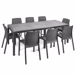 TAVOLO DA ESTERNO - Ripiano rettangolare allungabile da pranzo, Tavolo da giardino estensibile effetto rattan, 100% Made in I ...