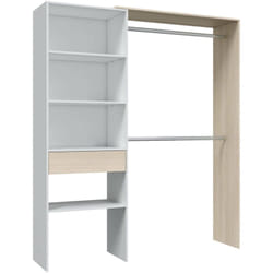Guardaroba Miramar, Struttura per cabina armadio, Armadio aperto senza ante, Cabina armadio, cm 158x40h187, Bianco e Rovere, con imballo rinforzato