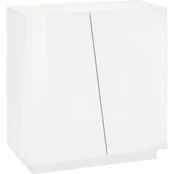 Dmora - Scarpiera moderna, Made in Italy, a 2 ante, Portascarpe da ingresso, Mobile multiuso, cm 80x38h86, colore Bianco lucido, con imballo