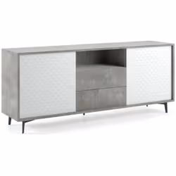 CREDENZA GAROFANO -Mobile buffet a 2 ante e 2 cassetti, Madia elegante da soggiorno, Mobile porta TV, 100% Made in Italy, Cm ...