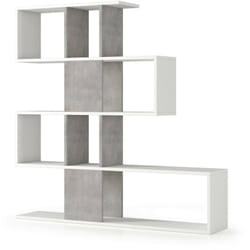 Dmora - Libreria Hoya, Biblioteca bifacciali a 5 ripiani, Scaffale a zig zag per libri, Mobile da parete con ripiani, 100% Made in Italy, Cm
