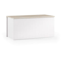 Dmora - Baule Miltonia, Capiente box contenitore multiuso, Cassapanca moderna, 100% Made in Italy, Cm 90x45h45, Bianco e Rovere, con imballo