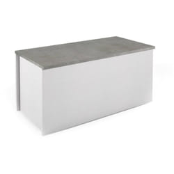 Dmora - Baule Miltonia, Capiente box contenitore multiuso, Cassapanca moderna, 100% Made in Italy, Cm 90x45h45, Bianco e Cemento, con imballo