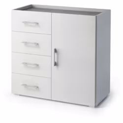 CREDENZA VIOLETTA -Mobile buffet a 1 anta e 4 cassetti, Madia da soggiorno, Armadietto multiuso con ripiani, 100% Made in Ita ...