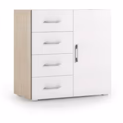 CREDENZA VIOLETTA -Mobile buffet a 1 anta e 4 cassetti, Madia da soggiorno, Armadietto multiuso con ripiani, 100% Made in Ita ...