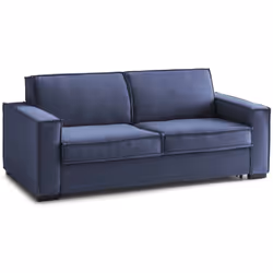 DIVANO FISSO 2 POSTI - Sofà Soggiorno in tessuto, con Braccioli slim, 100% Made in Italy, Cm 160x95h90, Blu.RESISTENZA E COMO ...