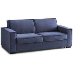 Talamo Italia - Divano fisso 2 posti Aglientu, Sofà Soggiorno in tessuto, con Braccioli slim, 100% Made in Italy, Cm 160x95h90, Blu