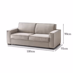 Divano fisso Arki, Divano a 2 posti, Made in Italy, SofÃ  Soggiorno in tessuto, con Braccioli standard, cm 180x95h90, Tortora