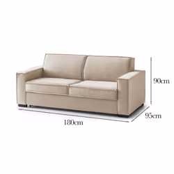 Divano fisso Ayramah, Divano a 2 posti Large, Made in Italy, SofÃ  Soggiorno in tessuto, con Braccioli slim, cm 180x95h90, Beige