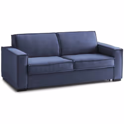 DIVANO FISSO 2 POSTI - Sofà Soggiorno in tessuto, Braccioli slim, 100% Made in Italy, Cm 180x95h90, Blu.RESISTENZA E COMODITÀ ...
