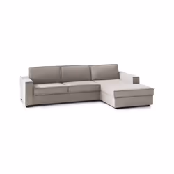 Divano fisso Assobasso, Divano ad angolo, Made in Italy, SofÃ  Soggiorno con, penisola contenitore Destra, con Braccioli slim, cm 260x95h90, Tortora