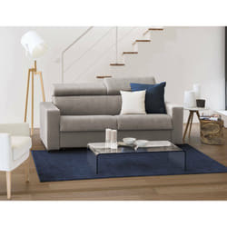 Divano fisso Aggius, Divano a 2 posti Large, Made in Italy, SofÃ  Soggiorno, in tessuto imbottito, con poggiatesta regolabili e Braccioli slim, cm 200x95h85, Tortora