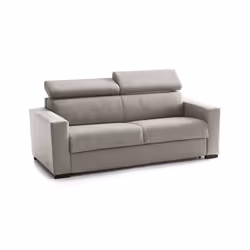 Divano fisso Aggius, Divano a 2 posti Large, Made in Italy, SofÃ  Soggiorno, in tessuto imbottito, con poggiatesta regolabili e Braccioli slim, cm 200x95h85, Tortora