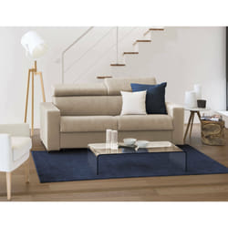 Divano fisso Vigolana, Divano a 3 posti, Made in Italy, SofÃ  Soggiorno, in tessuto imbottito, con poggiatesta regolabili e Braccioli slim, cm 200x95h85, Beige