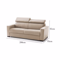 Divano fisso Vigolana, Divano a 3 posti, Made in Italy, SofÃ  Soggiorno, in tessuto imbottito, con poggiatesta regolabili e Braccioli slim, cm 200x95h85, Beige