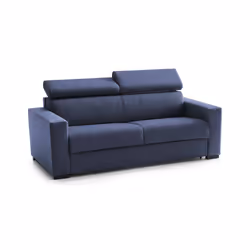Divano fisso Vigolana, Divano a 3 posti, Made in Italy, SofÃ  Soggiorno, in tessuto imbottito, con poggiatesta regolabili e Braccioli slim, cm 200x95h85, Blu