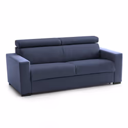 Divano fisso Vigolana, Divano a 3 posti, Made in Italy, SofÃ  Soggiorno, in tessuto imbottito, con poggiatesta regolabili e Braccioli slim, cm 200x95h85, Blu - Vista aggiuntiva 4