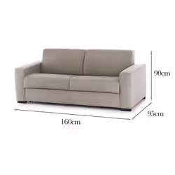 Divano fisso Malachite, Divano a 2 posti, Made in Italy, SofÃ  Soggiorno, in tessuto imbottito, con Braccioli slim, cm 160x95h90, Tortora