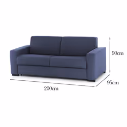 Divano fisso Azier, Divano a 2 posti Large, Made in Italy, SofÃ  Soggiorno in tessuto imbottito, con Braccioli standard, cm 200x95h90, Blu