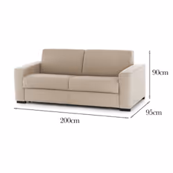 Divano fisso Larimar, Divano a 3 posti, Made in Italy, SofÃ  Soggiorno, in tessuto imbottito, con Braccioli slim, cm 200x95h90, Beige