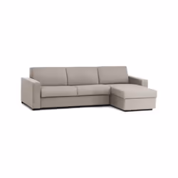 Divano fisso Azechiele, Divano ad angolo, Made in Italy, SofÃ  Soggiorno, con Penisola contenitore reversibile, in tessuto imbottito, con Braccioli slim, cm 260x95h90, Tortora