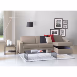 Divano fisso Azechiele, Divano ad angolo, Made in Italy, SofÃ  Soggiorno, con Penisola contenitore reversibile, in tessuto imbottito, con Braccioli slim, cm 260x95h90, Tortora - Vista aggiuntiva 4