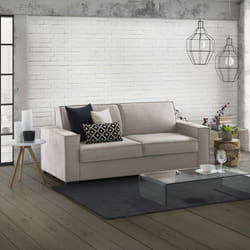 Divano Letto Amapola, Divano a 2 posti Large, Made in Italy, SofÃ  Soggiorno con apertura girevole, in tessuto imbottito, con Braccioli standard, cm 200x95h90, Tortora