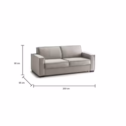 Divano Letto Amapola, Divano a 2 posti Large, Made in Italy, SofÃ  Soggiorno con apertura girevole, in tessuto imbottito, con Braccioli standard, cm 200x95h90, Tortora