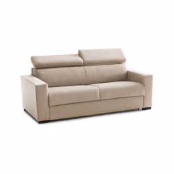 Divano Letto Amalfi, Divano a 2 posti Large, Made in Italy, SofÃ  Soggiorno con apertura girevole, con poggiatesta regolabili e Braccioli standard, cm 200x95h85, Beige