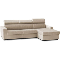 Talamo Italia - Divano letto con penisola Alibella, Sofà apertura girevole, Penisola contenitore Destra, Braccioli slim, 100% Made in Italy, Cm