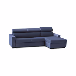 Divano Letto Alibella, Divano ad angolo, Made in Italy, SofÃ  con apertura girevole, con Penisola contenitore Destra, con Braccioli slim, cm 260x95h85, Blu - Vista aggiuntiva 2