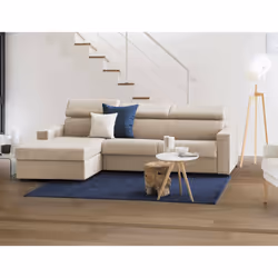 Divano Letto Alibabah, Divano ad angolo, Made in Italy, SofÃ  con apertura girevole, con Penisola contenitore Sinistra, con B ...