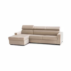 Divano Letto Alibabah, Divano ad angolo, Made in Italy, SofÃ  con apertura girevole, con Penisola contenitore Sinistra, con Braccioli standard, cm 280x95h85, Beige