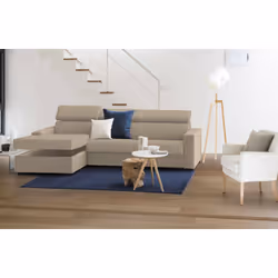 Divano Letto Alibabah, Divano ad angolo, Made in Italy, SofÃ  con apertura girevole, con Penisola contenitore Sinistra, con Braccioli standard, cm 280x95h85, Beige - Vista aggiuntiva 4