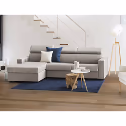 Divano Letto Aloet, Divano ad angolo, Made in Italy, SofÃ  con apertura girevole, con Penisola contenitore Sinistra, con Brac ...