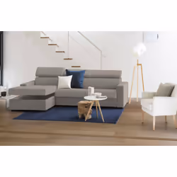 Divano Letto Aloet, Divano ad angolo, Made in Italy, SofÃ  con apertura girevole, con Penisola contenitore Sinistra, con Braccioli slim, cm 260x95h85, Tortora - Vista aggiuntiva 4